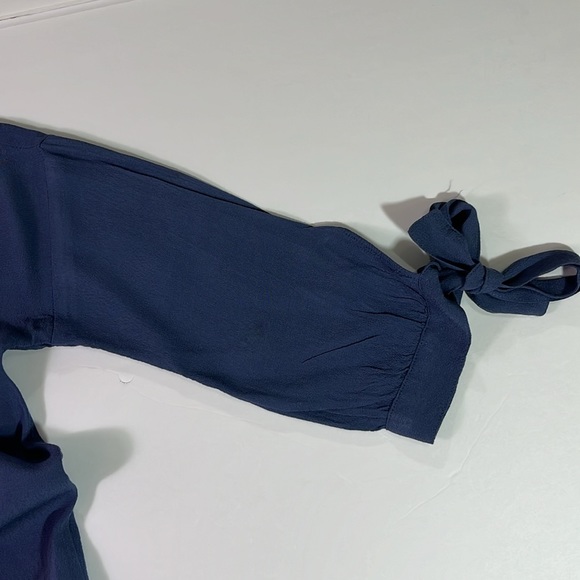 Madewell Blue V-Neck Dress with Pockets Short Sleeve that Ties Women’s Size XXS - Picture 7 of 7